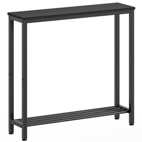 YATINEY narrow console table in black, compact depth for small spaces