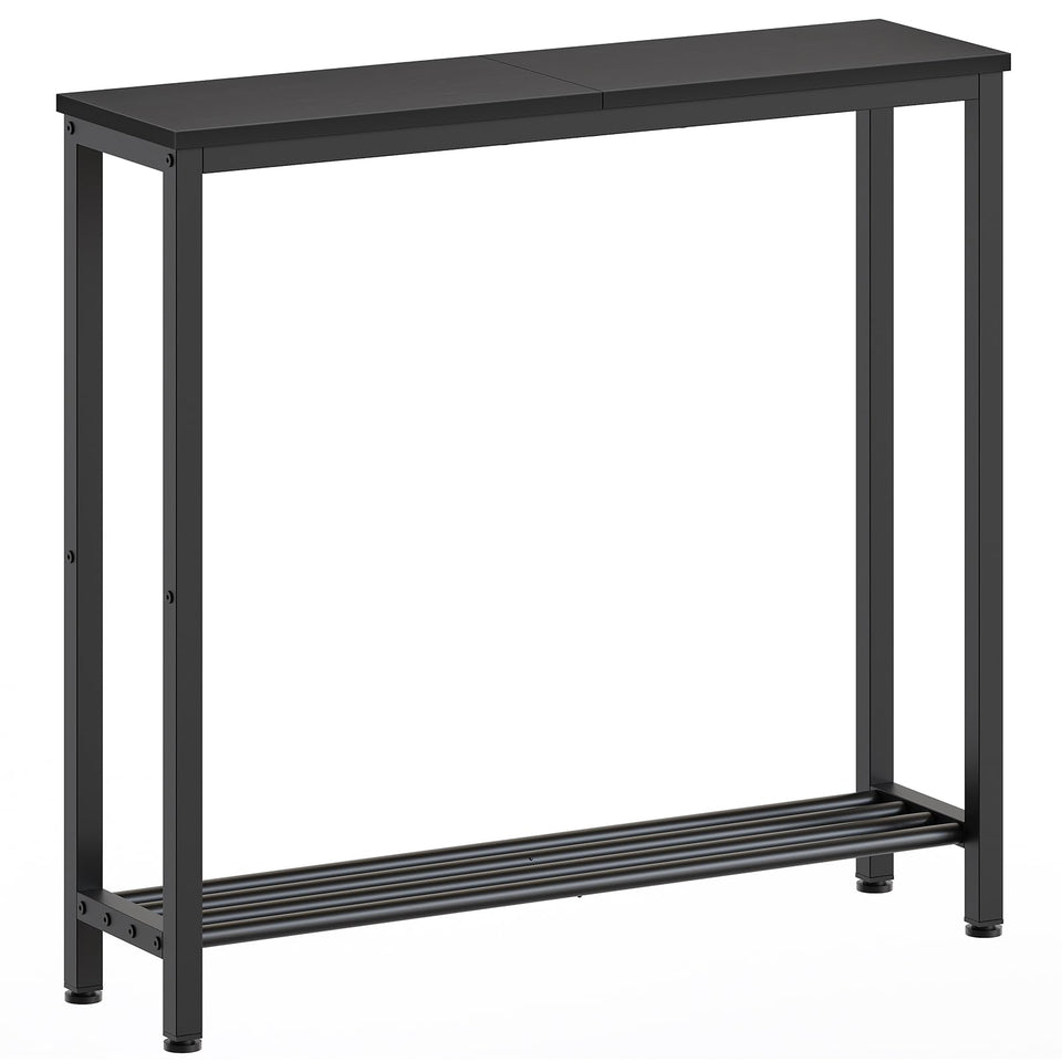 YATINEY narrow console table in black, compact depth for small spaces