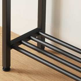 Behind-the-couch placement of YATINEY table in black