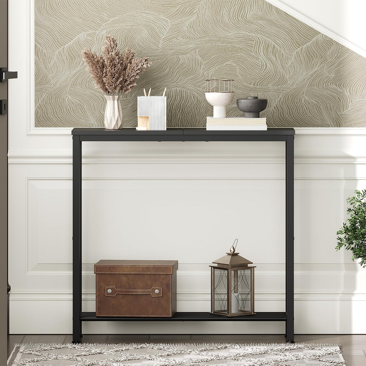 Easy-assembly YATINEY console table with numbered parts and tools