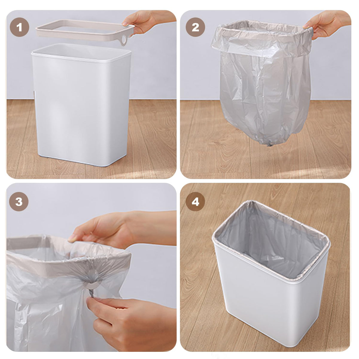 Yatmung Slim Trash Can fits neatly under sinks for compact kitchen or bath organization.