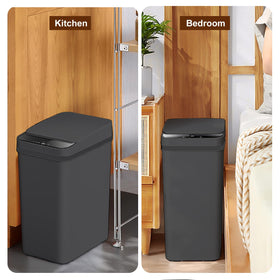 Yatmung slim electric trash bin with automatic close for odor control.