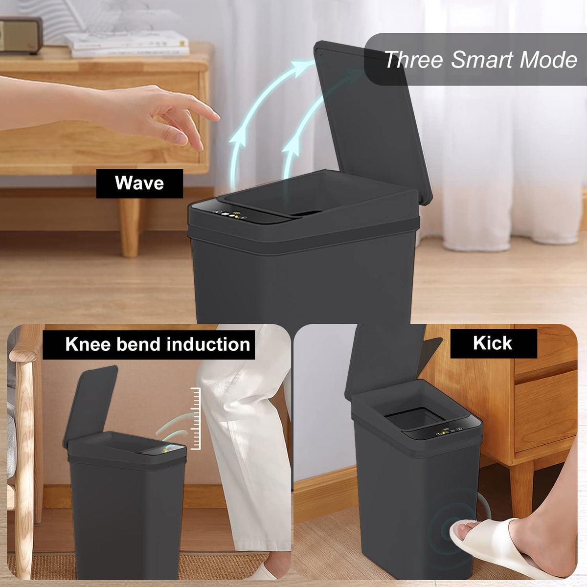 Yatmung slim 2.5 gallon trash bin fits narrow bathroom spaces.