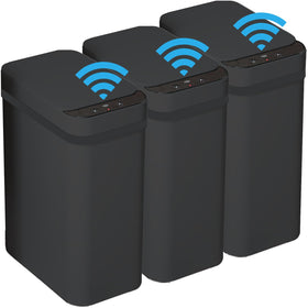 Yatmung three-pack trash can with lid fits tight spaces in bathrooms and offices.