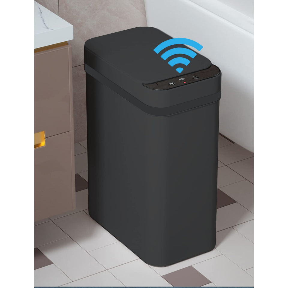 Yatmung touchless trash can lid opens with motion sensor for hands-free use.