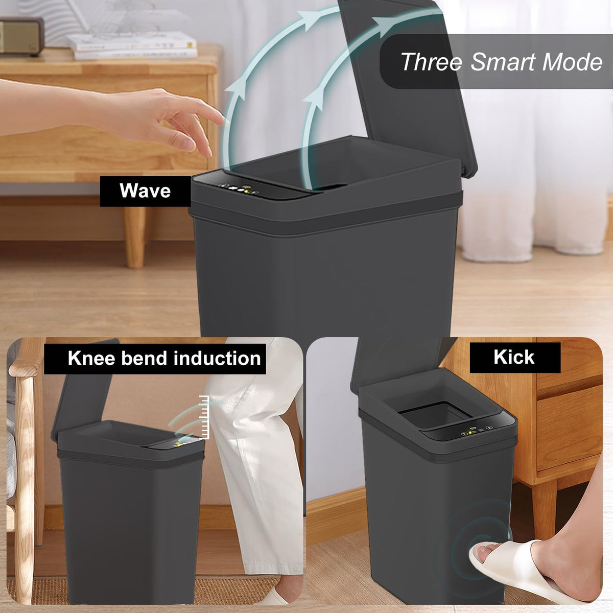 Yatmung motion sensor lid opens with a wave for touchless disposal.