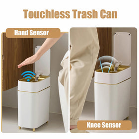 Yatmung wall-mount trash can with no-drill adhesive for tight spaces.