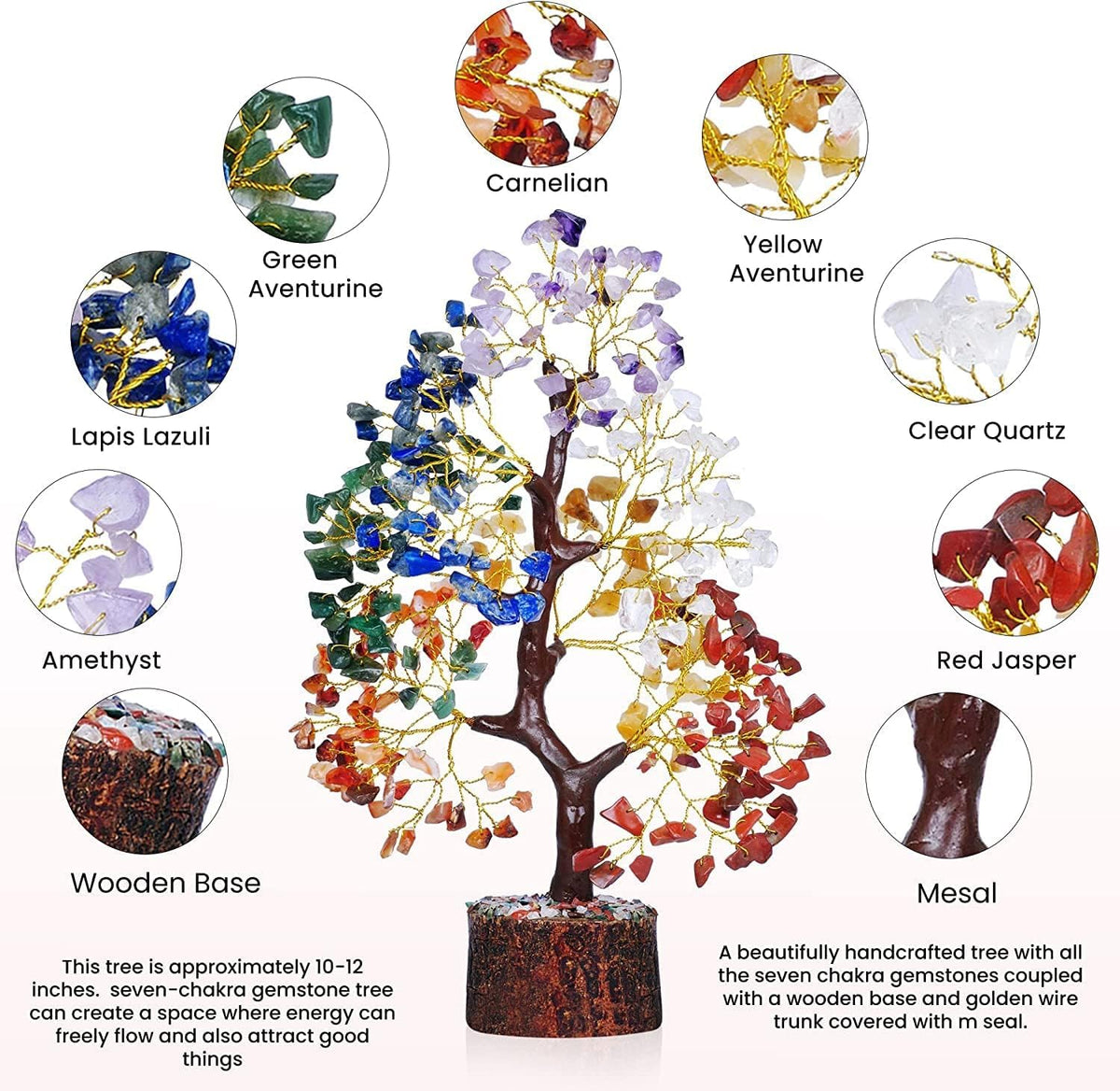 YATSKIA Chakra Tree golden wire trunk accents a dramatic centerpiece.