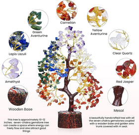 YATSKIA Chakra Tree golden wire trunk accents a dramatic centerpiece.