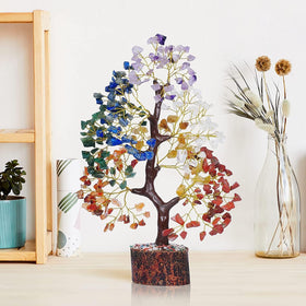 YATSKIA Handcrafted wooden base anchors the elegant crystal tree.
