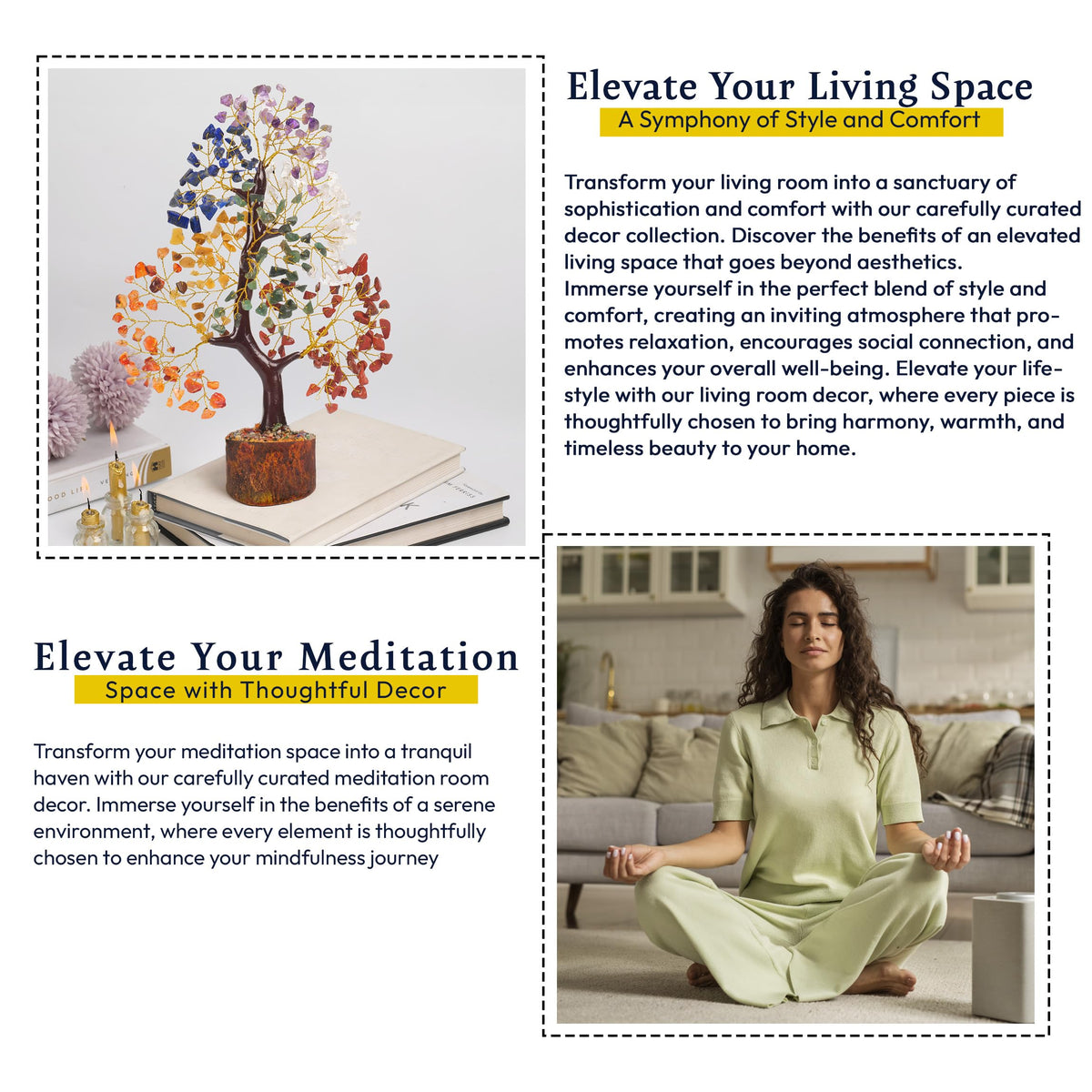 YATSKIA Meditation-friendly decor for a peaceful home or office.