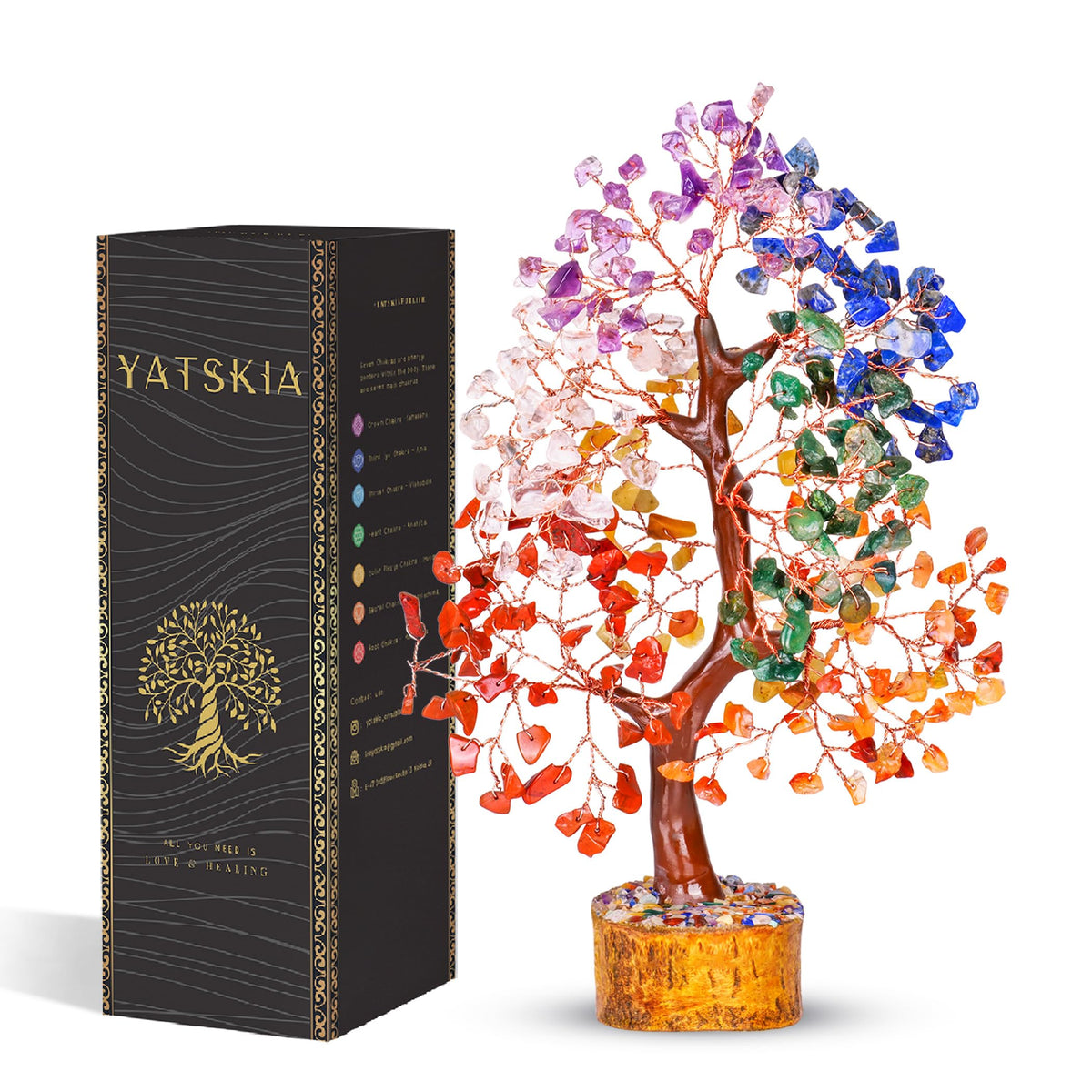 YATSKIA seven chakra crystal tree full view for balanced energy decor.