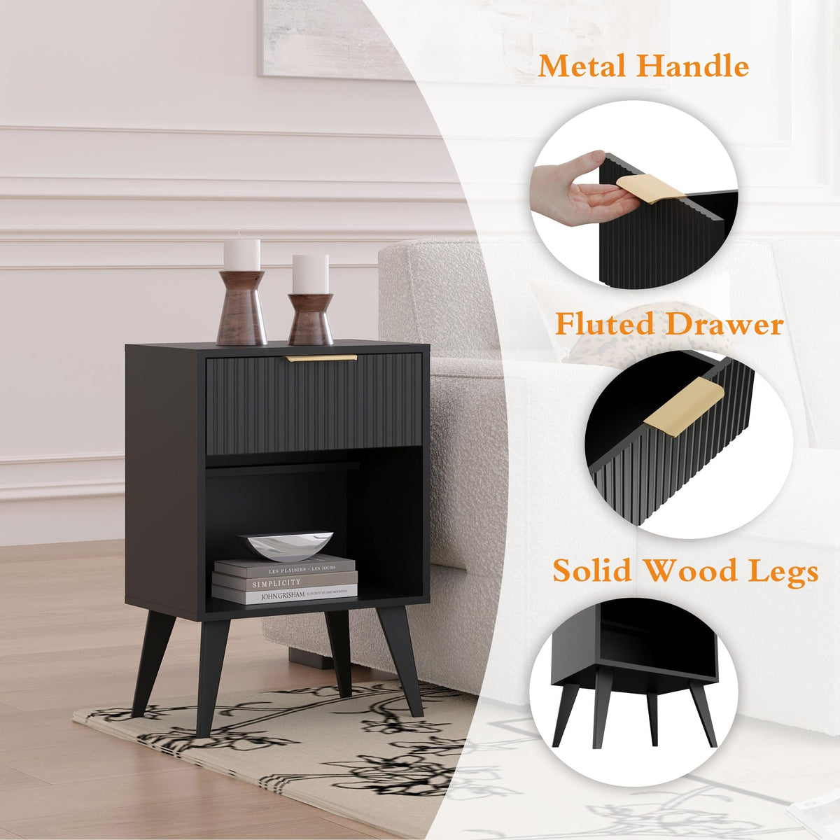 YAUKOMEL compact end table fits small spaces while offering storage.