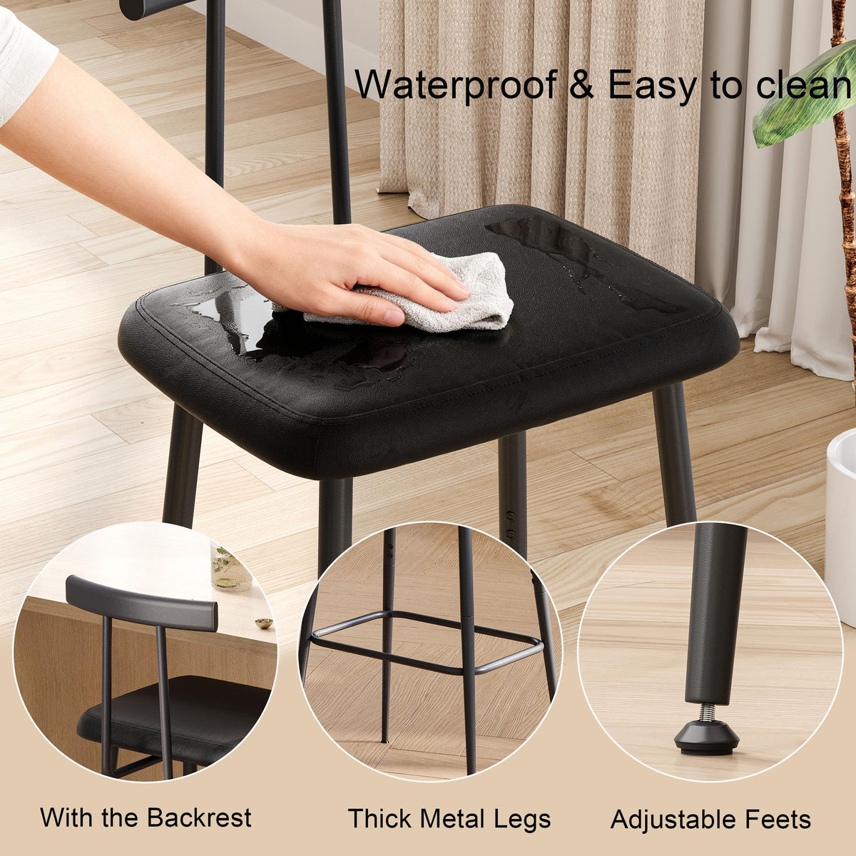 YAUKTAK bar stools set-2 footrest encourages relaxed posture at the counter