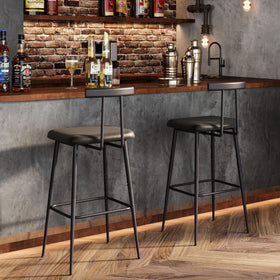 YAUKTAK bar stools set-2 industrial metal frame provides sturdy daily use