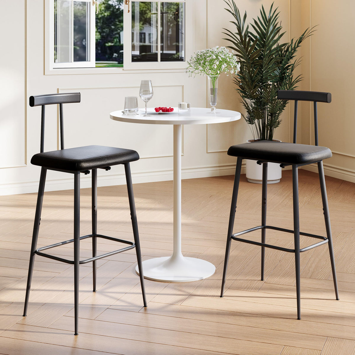 YAUKTAK bar stools set-2 PU leather cushion delivers plush seating for meals