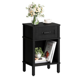 YAUKTAK nightstand drawer, side view, showcasing sturdy engineered wood construction.
