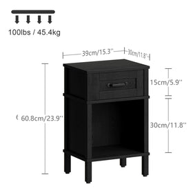 YAUKTAK nightstand in living room setup offers practical organization.