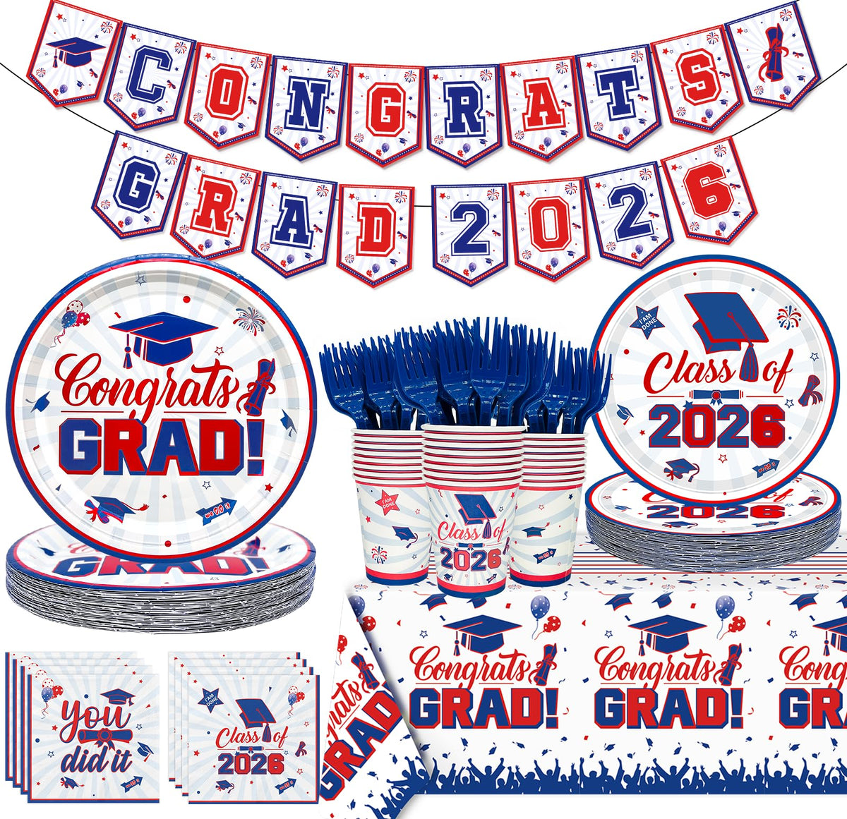 Yavxzvbw 122Pcs graduation banner for an easy, festive Class of 2026 backdrop.