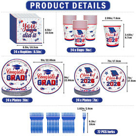 Yavxzvbw 122Pcs grad-plate-7in complements serving options with a coordinated blue-white theme.