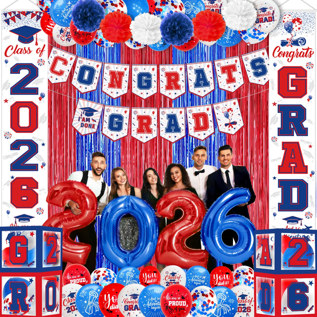 Yavxzvbw congrats grad banner 2026 elevates photo moments and party ambiance