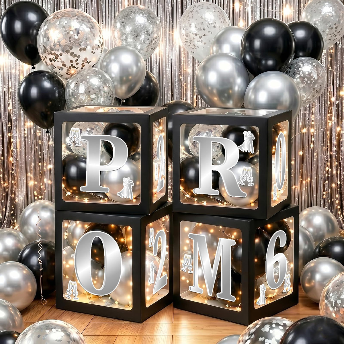 Yavxzvbw cardboard letters spell PROM and 2026 for bold signage.