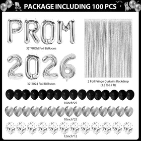 Yavxzvbw silver 2026 prom balloons add a glossy focal point for celebrations.