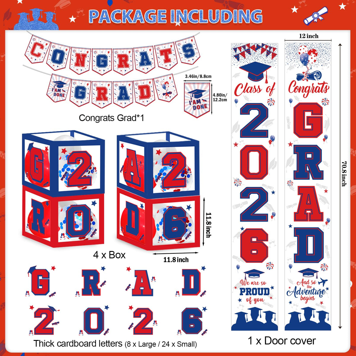 Yavxzvbw red blue curtains create a bold backdrop for graduation celebrations