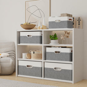 Yawinhe white/grey storage bin cube design fits standard shelves
