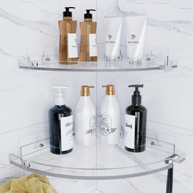 YAWSOUP acrylic corner shower shelves set for organized bathroom storage