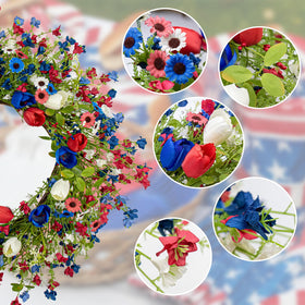 Yawwind 22-inch wreath suits Memorial Day and Independence Day celebrations.