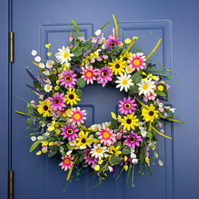 Yawwind front door wreath hangs easily, brightening entry with vibrant colors.