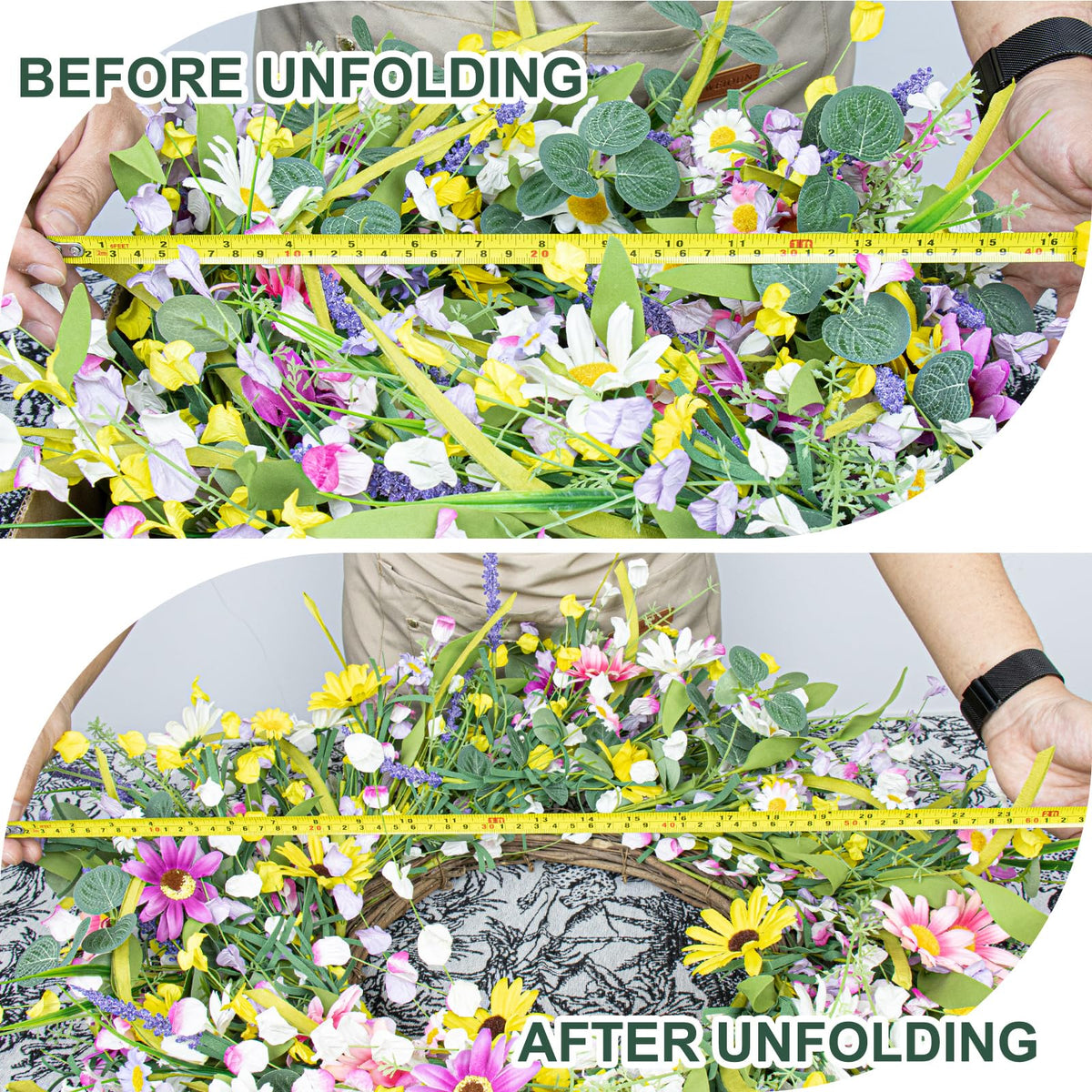 Yawwind ready-to-hang wreath displayed on doorway for instant impact.