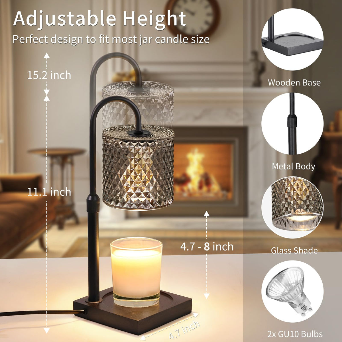 YAYIT candle warmer lamp dual bulbs ensure even scent distribution across space.