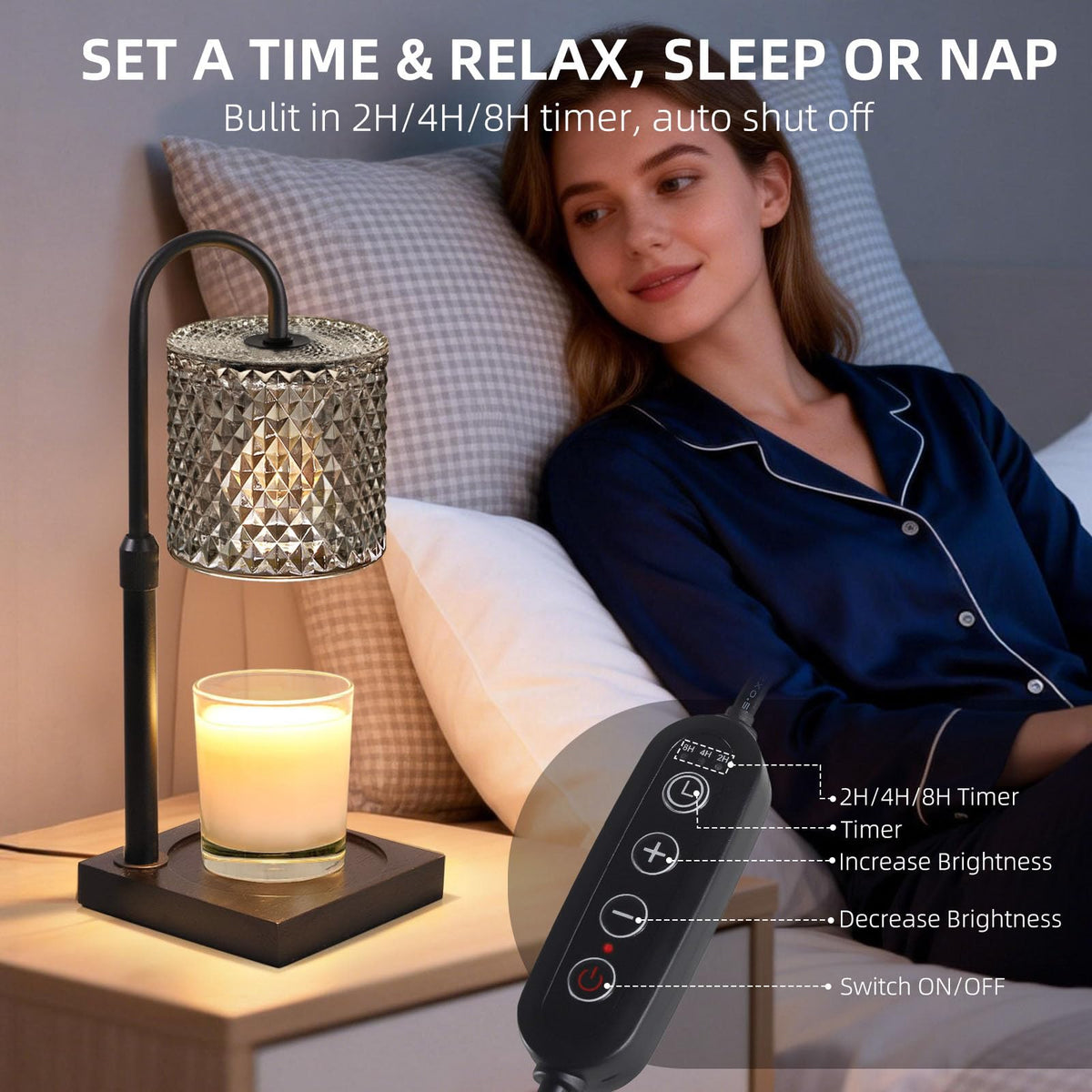 YAYIT candle warmer lamp glass shade creates elegant light diffusion for ambiance.
