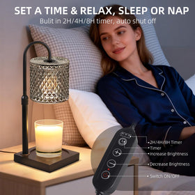 YAYIT candle warmer lamp glass shade creates elegant light diffusion for ambiance.