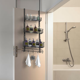 YBING black finish over-door rack showcases minimalist, space-saving design