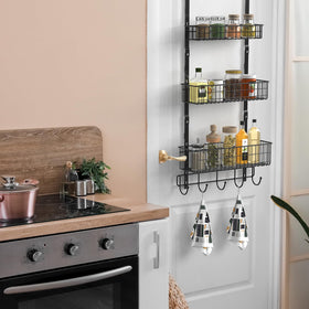 YBING door organizer with hooks for hanging utensils and towels