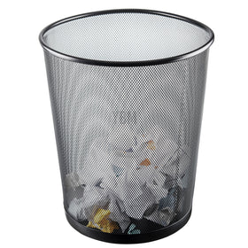 YBM HOME mesh wastebasket round side view showing sturdy steel construction