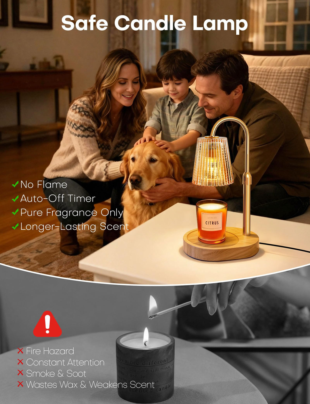 YCCZSZO candle warmer lamp adjustable height for various jar sizes