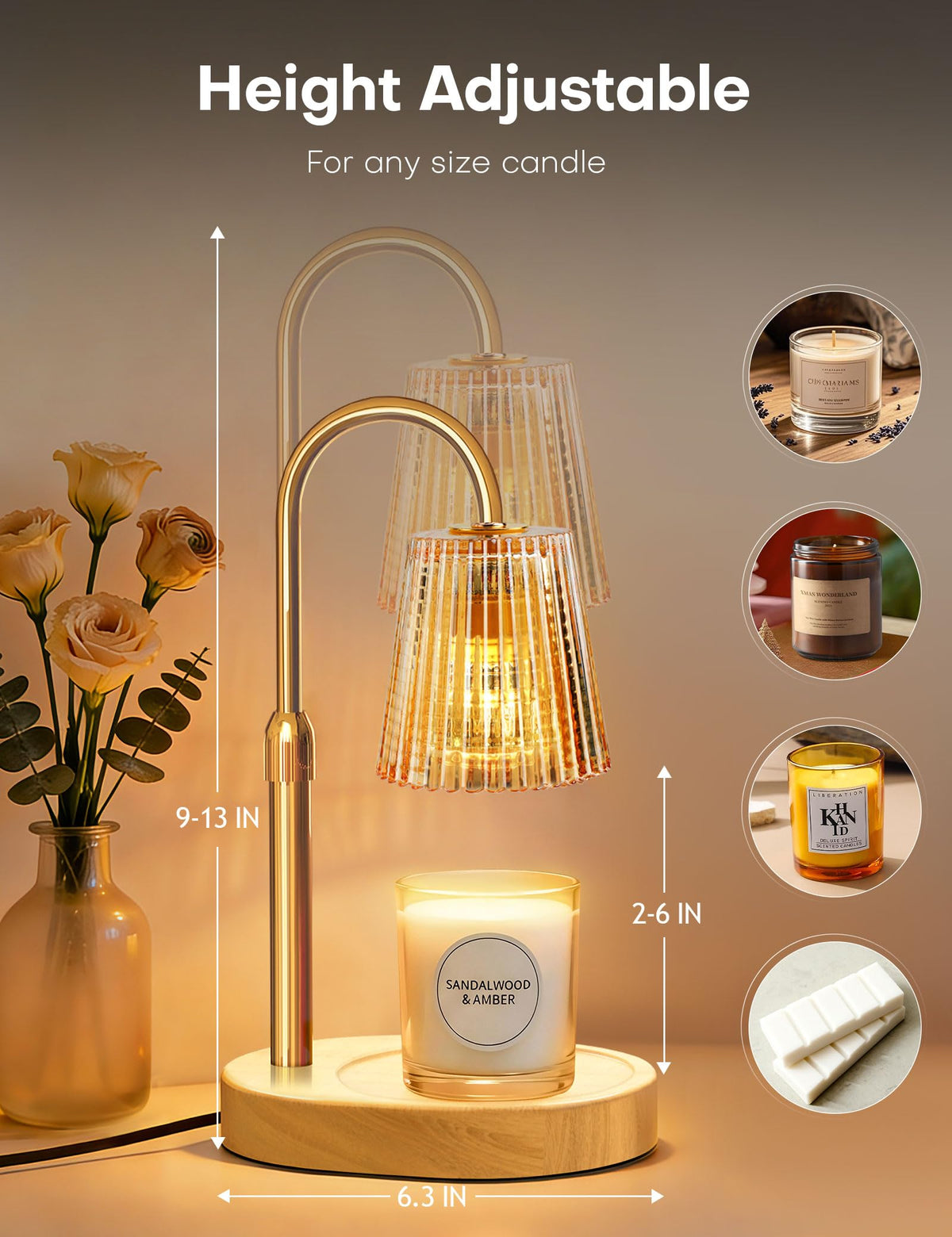 YCCZSZO candle warmer lamp with timer display for planned fragrance release