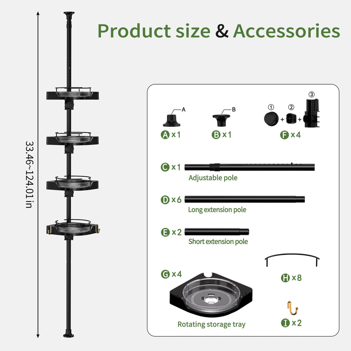 YCIA&DONE easy-assembly shower rack setup in minutes