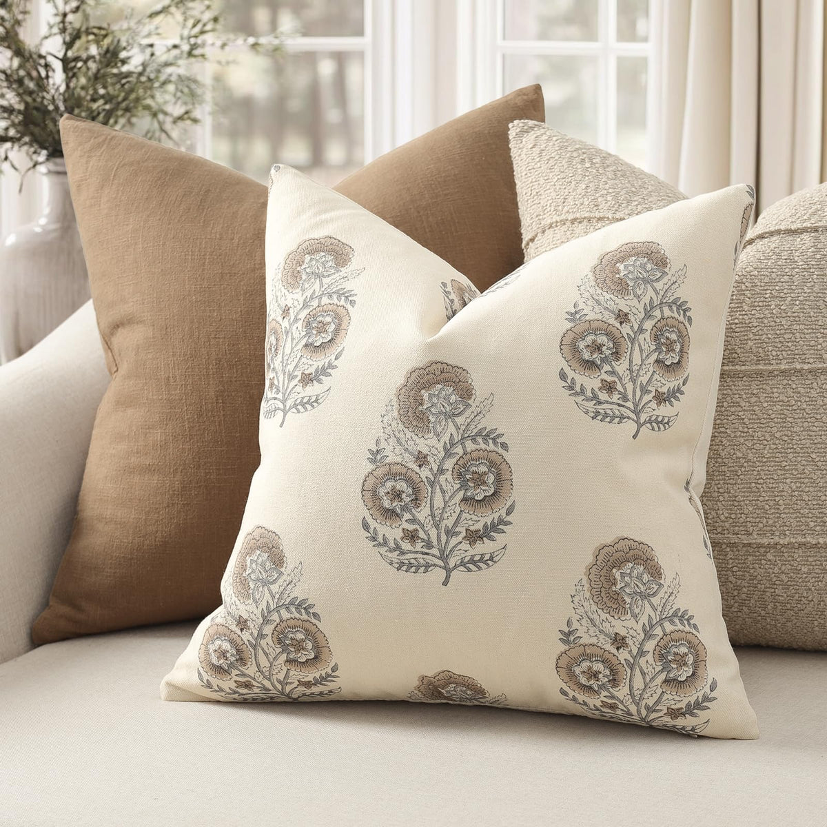 YCOLL Vintage Floral print close-up showing neutral beige design.