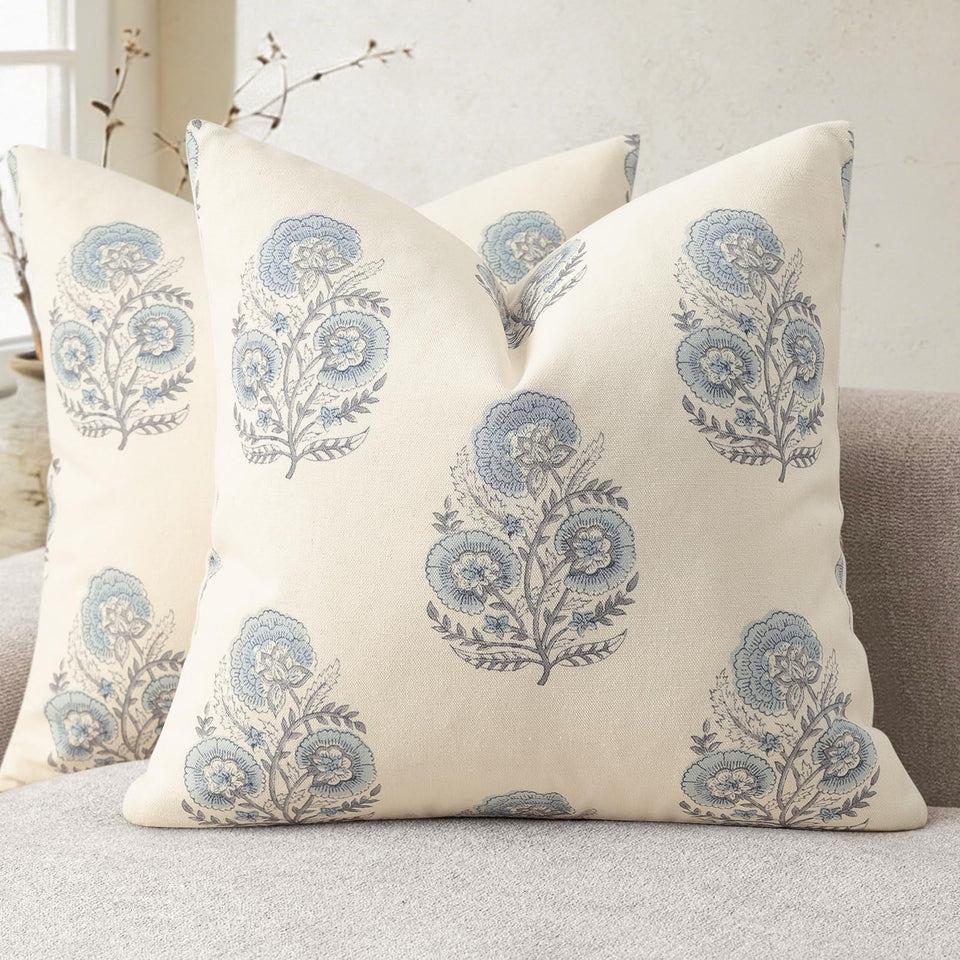 YCOLL vintage floral print pillow cover 18x18 adds timeless sofa charm.