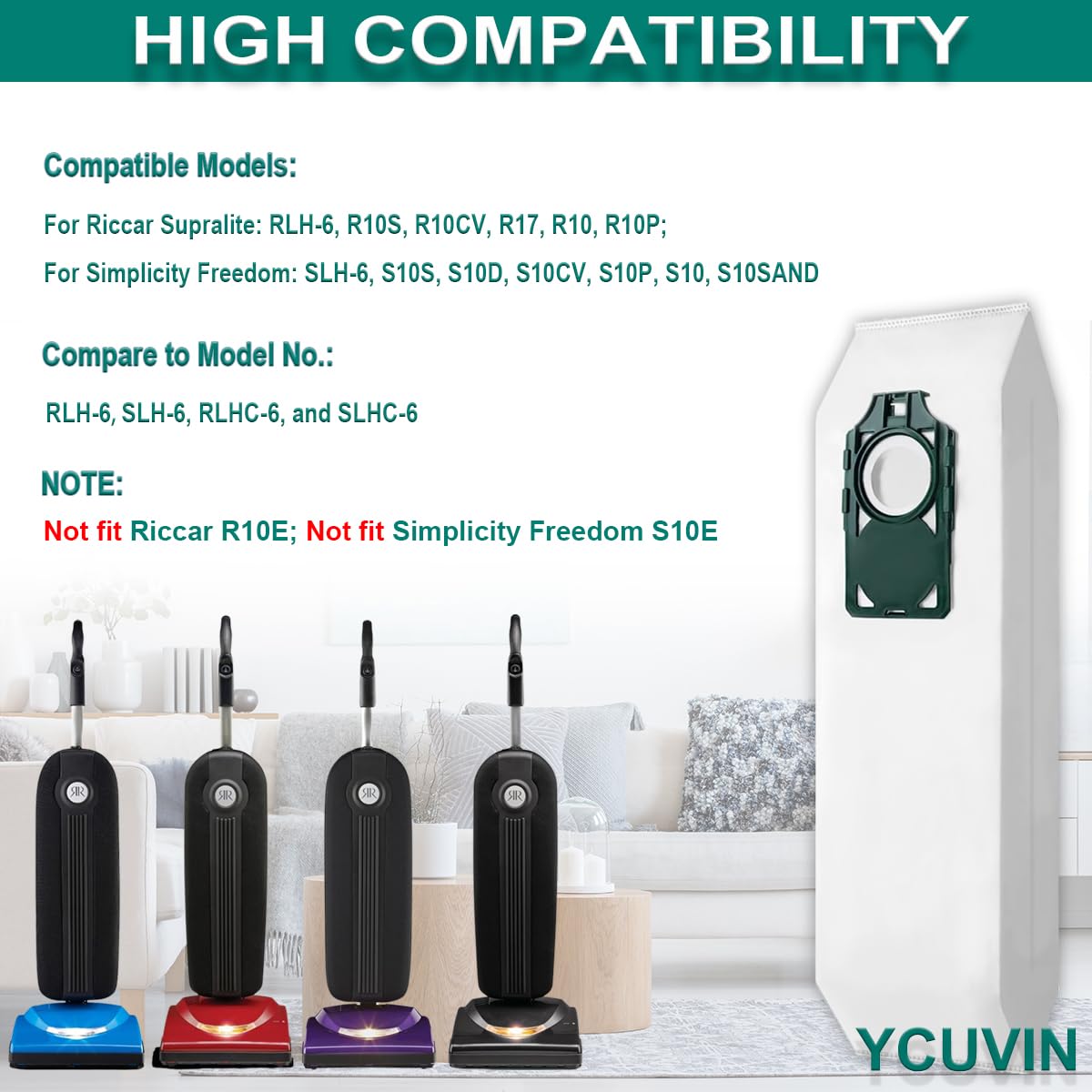 Ycuvin RLH6 bags in use demonstrating efficient dirt capture.