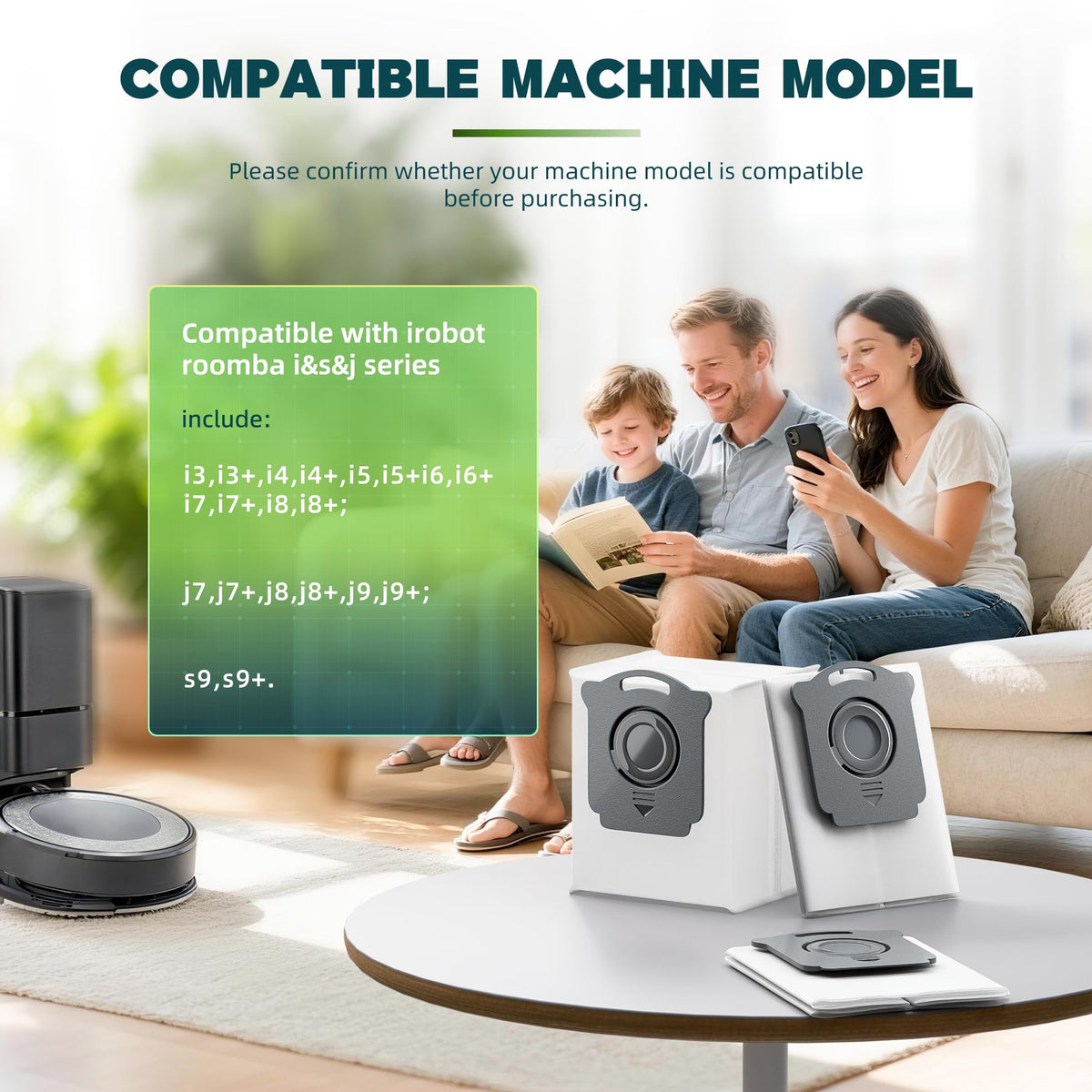 YCWARMXX Roomba bags self-sealing close-up showing leakproof design.