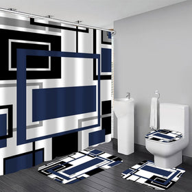 Yddsky blue geometric shower curtain adds modern style and quick-drying protection.