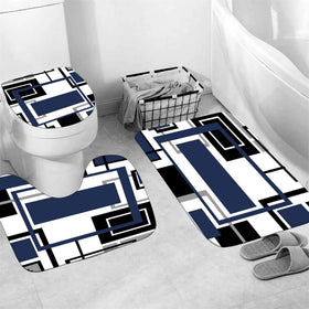 Yddsky toilet lid cover coordinates with the curtain for a cohesive look.