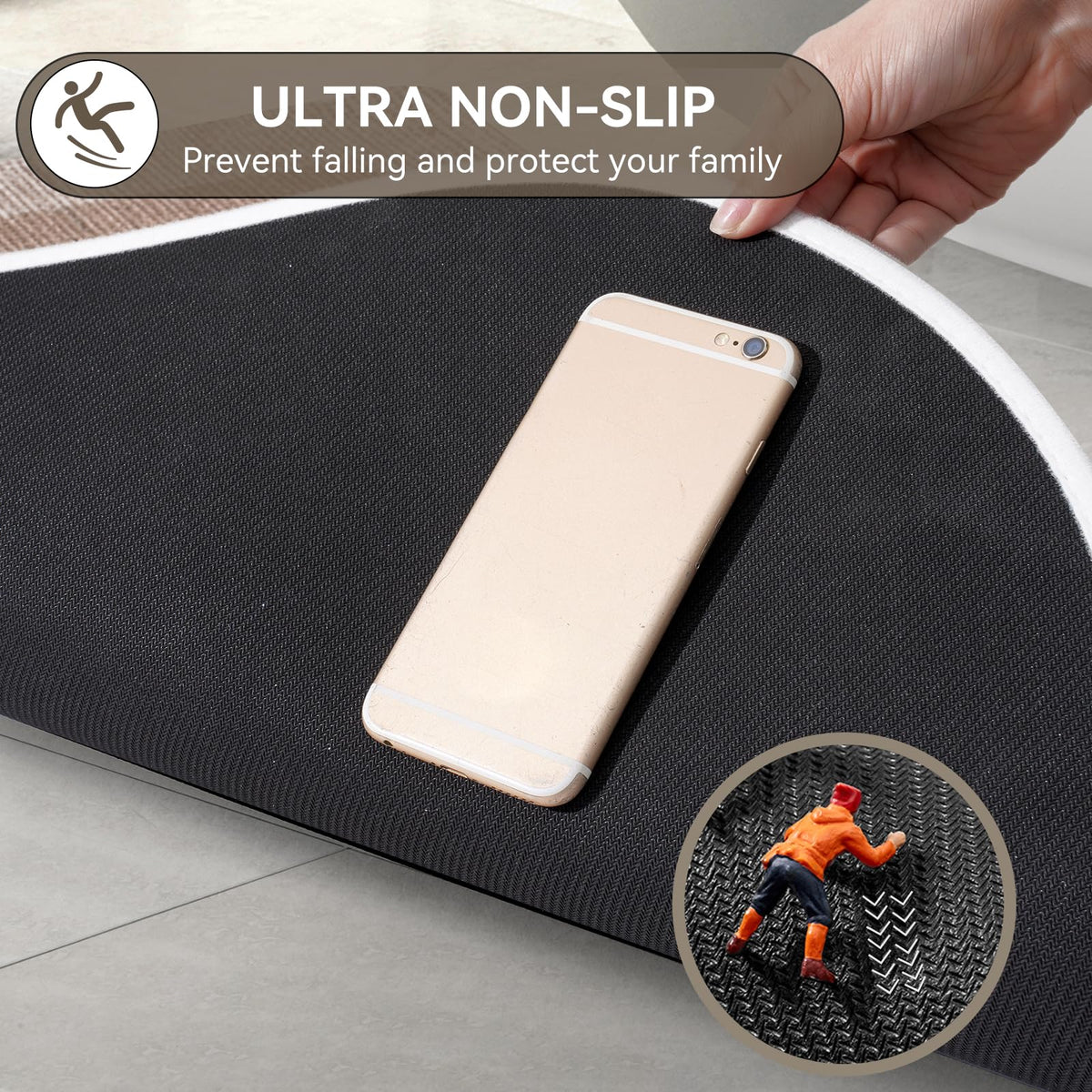 YDKGL edge-protected bath mat with reinforced stitching for durability