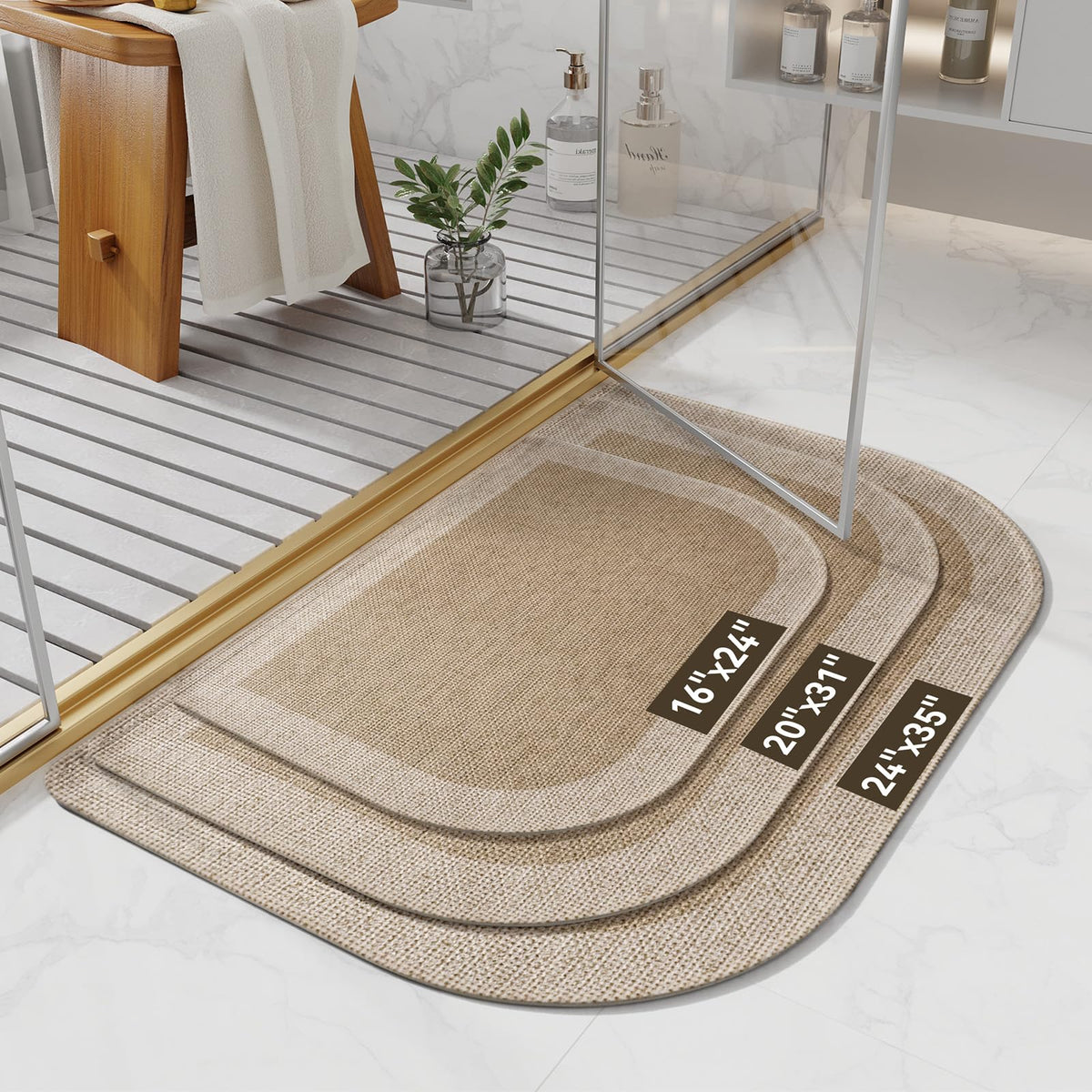 YDKGL bath mat with non-slip rubber backing grips wet floors